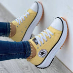 Women’s Platform Canvas Trainers - Chunky Lace-Up Shoes - Nalani - Fashion Clothing and Decor