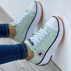 Women’s Platform Canvas Trainers - Chunky Lace-Up Shoes - Nalani - Fashion Clothing and Decor