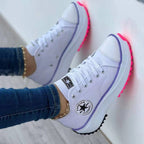 Women’s Platform Canvas Trainers - Chunky Lace-Up Shoes - Nalani - Fashion Clothing and Decor