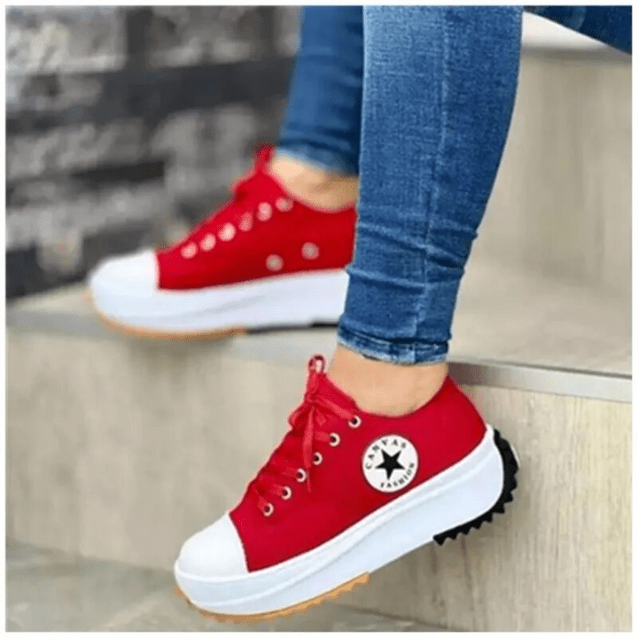 Women’s Platform Canvas Trainers - Chunky Lace-Up Shoes - Nalani - Fashion Clothing and Decor