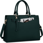 Women’s PU Leather Laptop Tote Bag - Waterproof 15.6 Inch Work Shoulder Bag - Nalani - Fashion Clothing and Decor