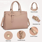 Women’s PU Leather Laptop Tote Bag - Waterproof 15.6 Inch Work Shoulder Bag - Nalani - Fashion Clothing and Decor