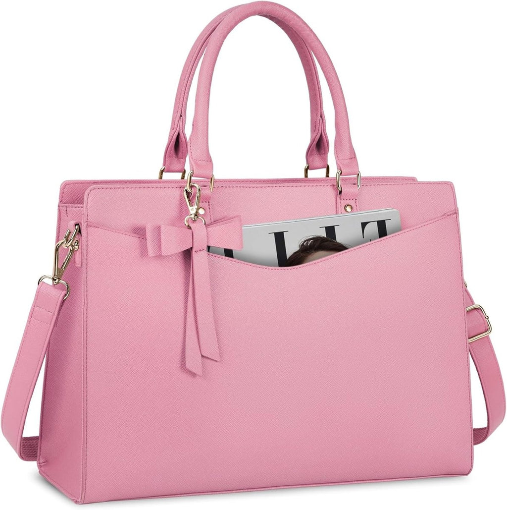 Women’s PU Leather Laptop Tote Bag - Waterproof 15.6 Inch Work Shoulder Bag - Nalani - Fashion Clothing and Decor