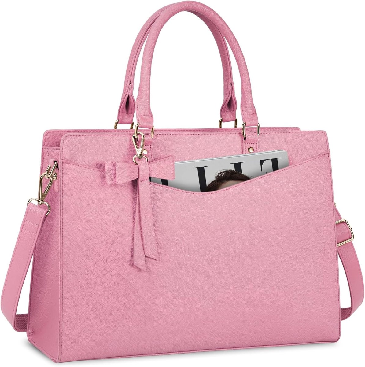 Women’s PU Leather Laptop Tote Bag - Waterproof 15.6 Inch Work Shoulder Bag - Nalani - Fashion Clothing and Decor