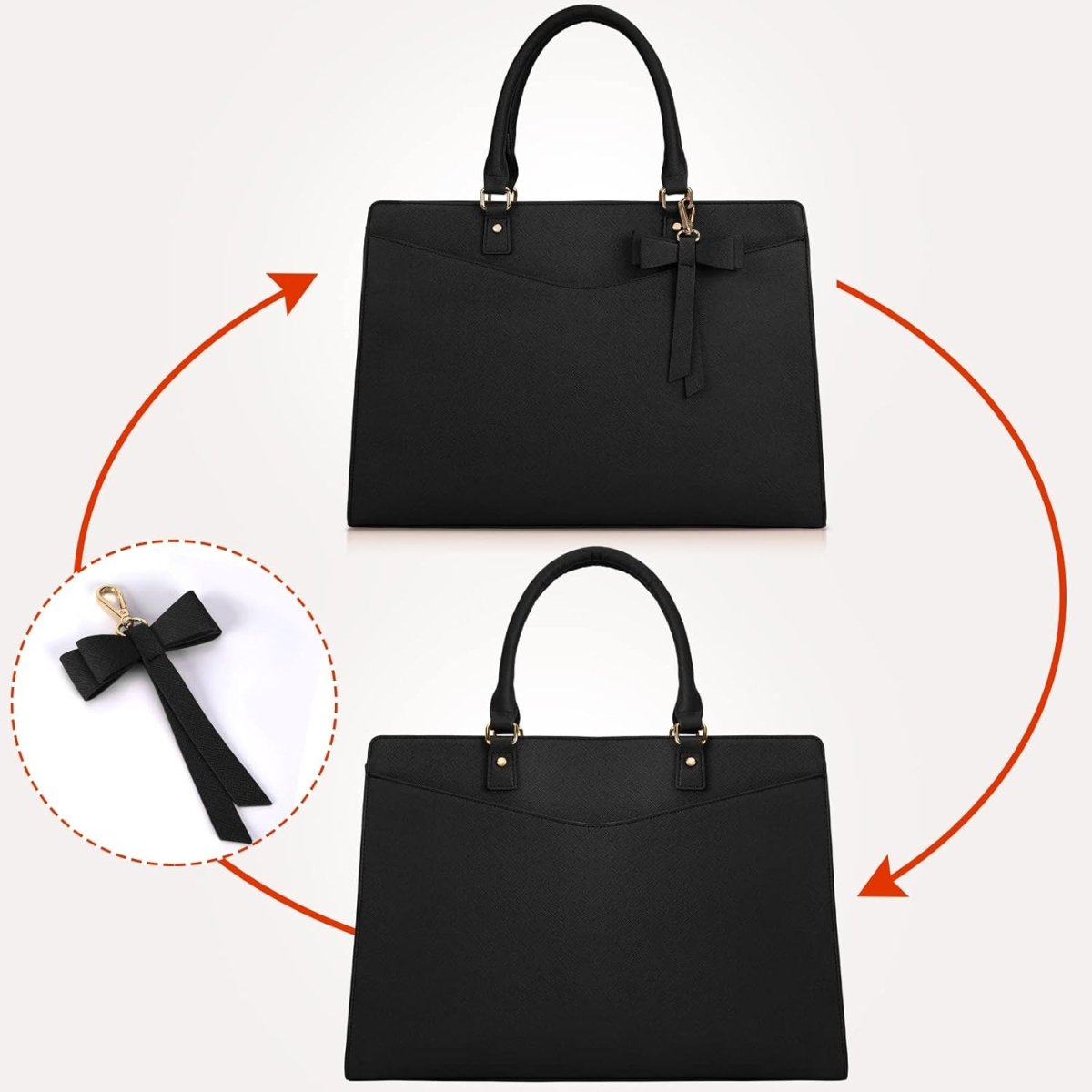 Women’s PU Leather Laptop Tote Bag - Waterproof 15.6 Inch Work Shoulder Bag - Nalani - Fashion Clothing and Decor