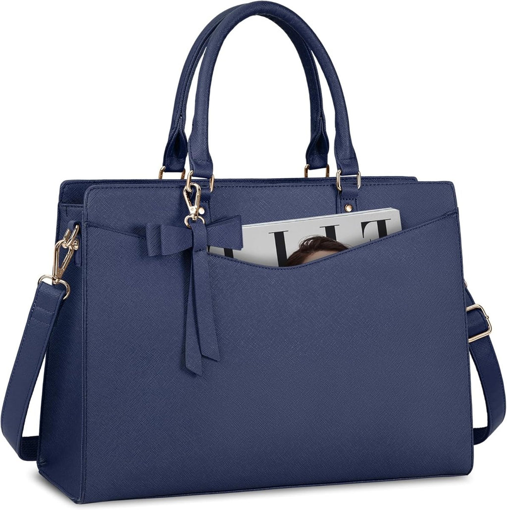Women’s PU Leather Laptop Tote Bag - Waterproof 15.6 Inch Work Shoulder Bag - Nalani - Fashion Clothing and Decor