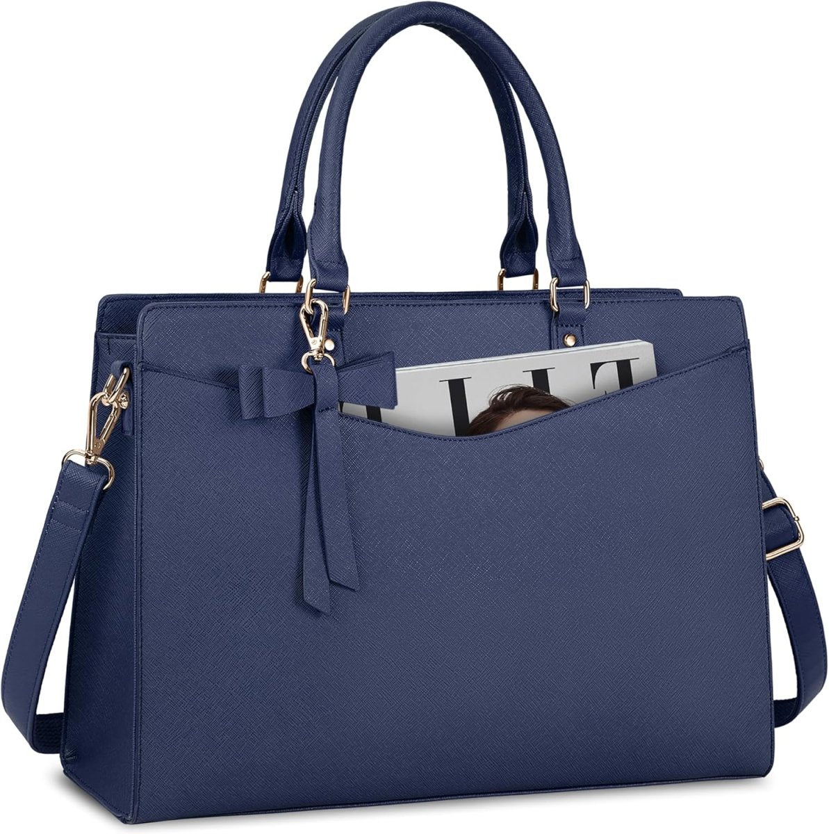 Women’s PU Leather Laptop Tote Bag - Waterproof 15.6 Inch Work Shoulder Bag - Nalani - Fashion Clothing and Decor