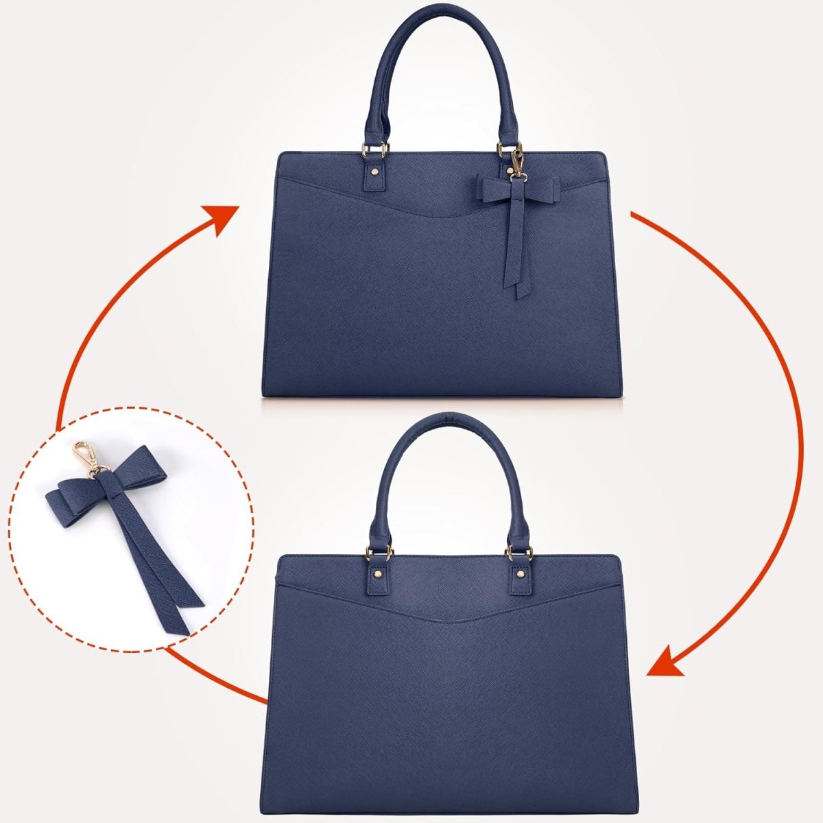 Women’s PU Leather Laptop Tote Bag - Waterproof 15.6 Inch Work Shoulder Bag - Nalani - Fashion Clothing and Decor