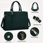 Women’s PU Leather Laptop Tote Bag - Waterproof 15.6 Inch Work Shoulder Bag - Nalani - Fashion Clothing and Decor