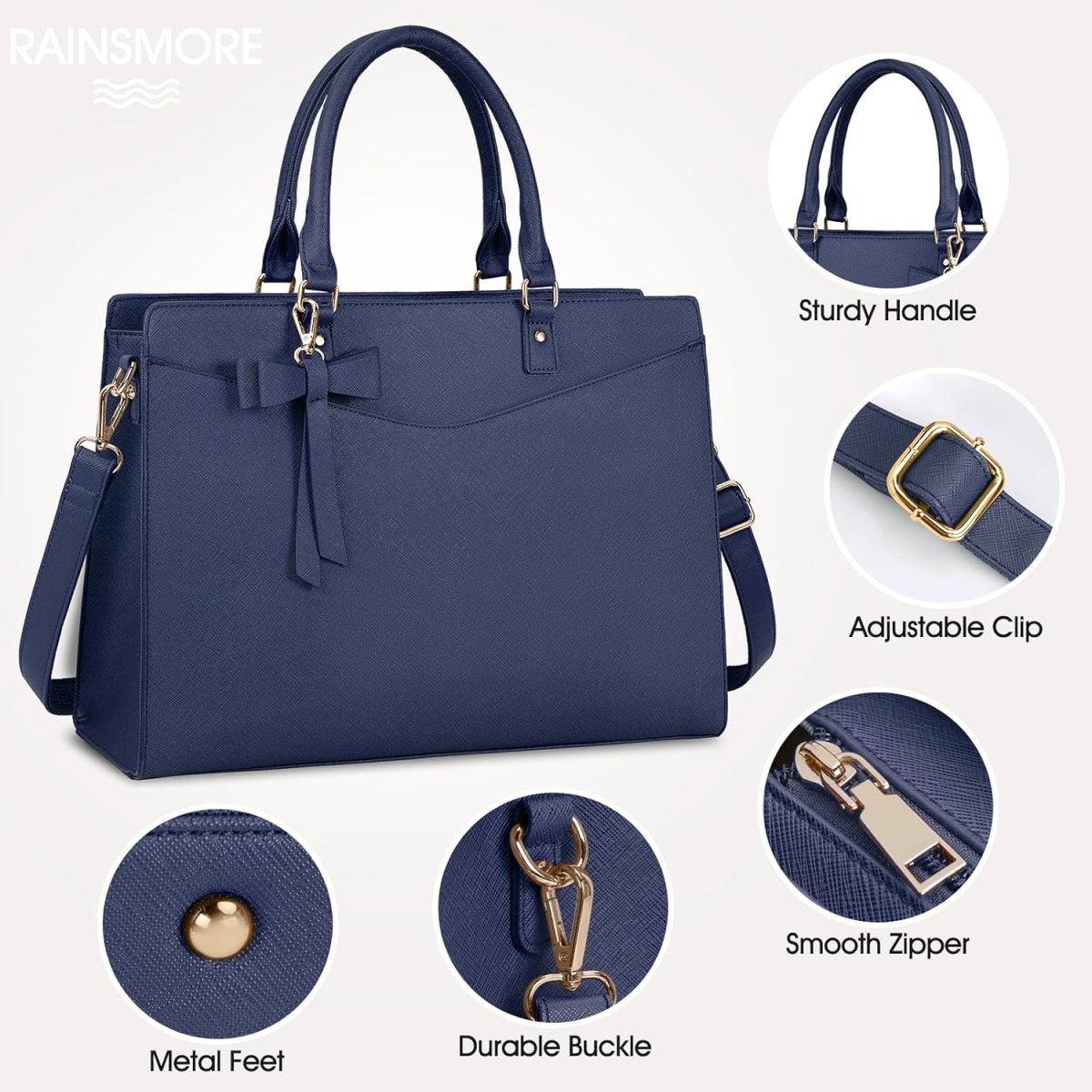 Women’s PU Leather Laptop Tote Bag - Waterproof 15.6 Inch Work Shoulder Bag - Nalani - Fashion Clothing and Decor