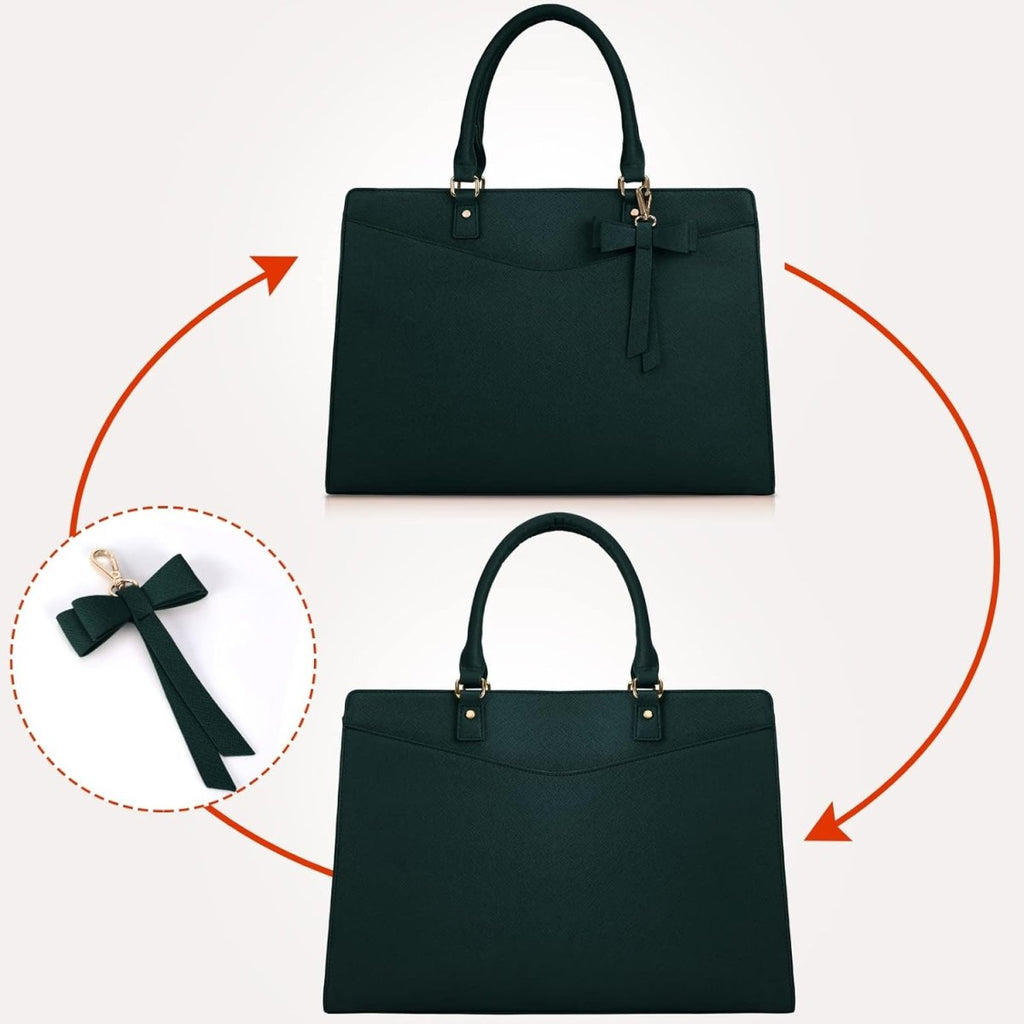 Women’s PU Leather Laptop Tote Bag - Waterproof 15.6 Inch Work Shoulder Bag - Nalani - Fashion Clothing and Decor