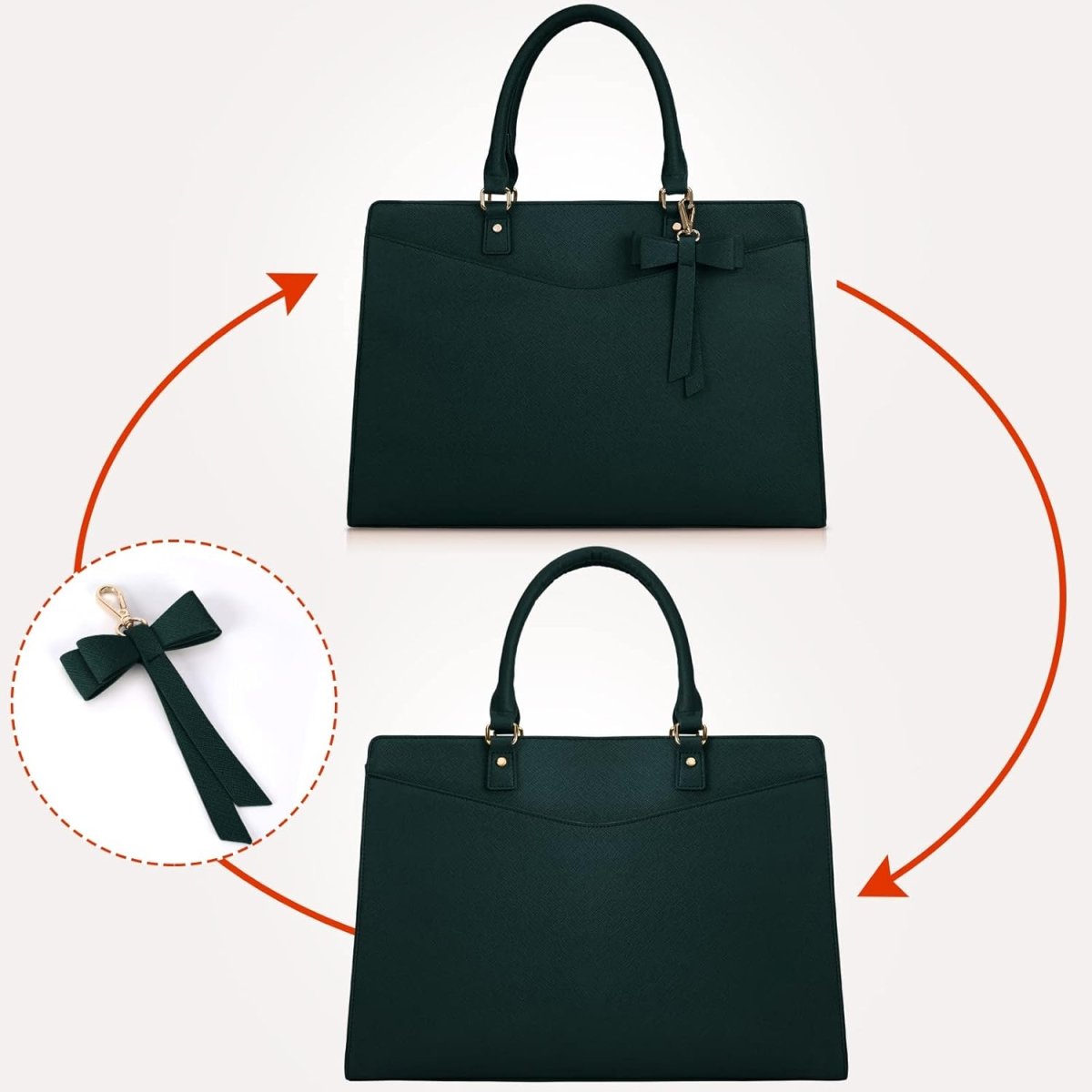 Women’s PU Leather Laptop Tote Bag - Waterproof 15.6 Inch Work Shoulder Bag - Nalani - Fashion Clothing and Decor