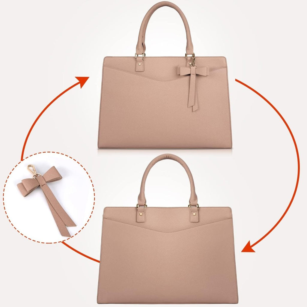 Women’s PU Leather Laptop Tote Bag - Waterproof 15.6 Inch Work Shoulder Bag - Nalani - Fashion Clothing and Decor