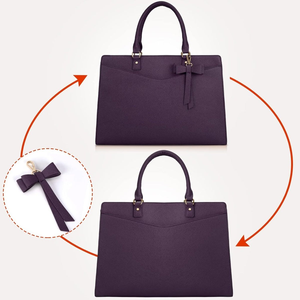 Women’s PU Leather Laptop Tote Bag - Waterproof 15.6 Inch Work Shoulder Bag - Nalani - Fashion Clothing and Decor
