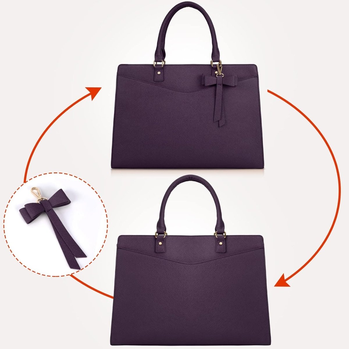 Women’s PU Leather Laptop Tote Bag - Waterproof 15.6 Inch Work Shoulder Bag - Nalani - Fashion Clothing and Decor