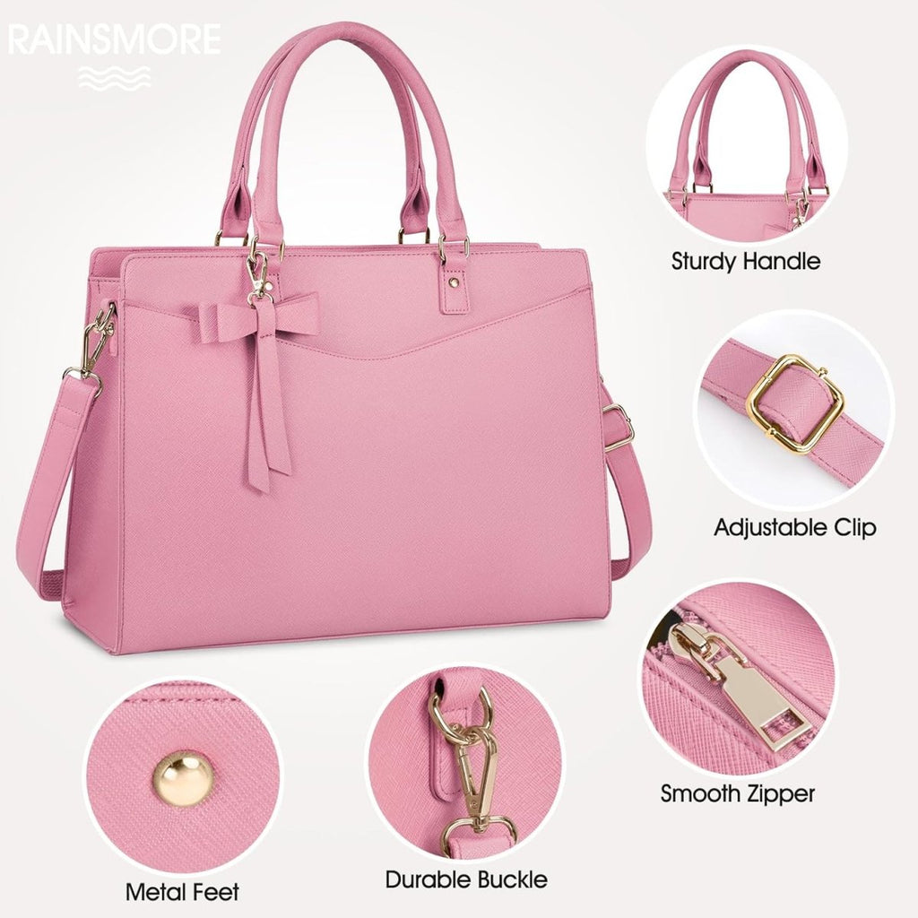 Women’s PU Leather Laptop Tote Bag - Waterproof 15.6 Inch Work Shoulder Bag - Nalani - Fashion Clothing and Decor