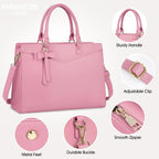 Women’s PU Leather Laptop Tote Bag - Waterproof 15.6 Inch Work Shoulder Bag - Nalani - Fashion Clothing and Decor