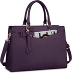 Women’s PU Leather Laptop Tote Bag - Waterproof 15.6 Inch Work Shoulder Bag - Nalani - Fashion Clothing and Decor