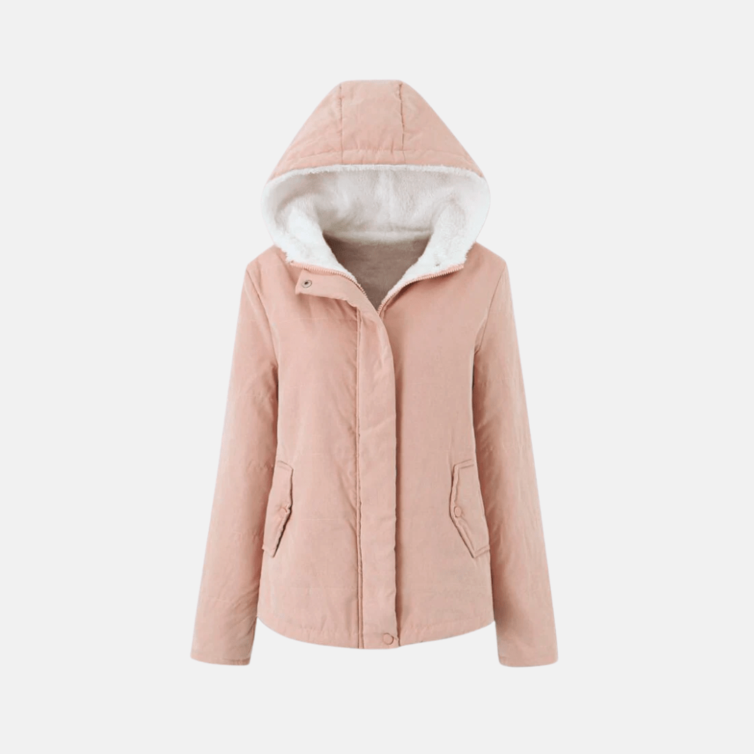 Womens Quilted Hooded Jacket With Plush Fleece Lining Snap Front - Nalani - UK Fashion Clothing and Decor
