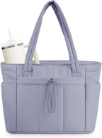 Women’s Quilted Puffer Tote Bag - Waterproof 15.6 Inch Laptop Travel Bag - Nalani - Fashion Clothing and Decor