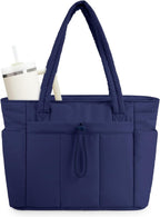 Women’s Quilted Puffer Tote Bag - Waterproof 15.6 Inch Laptop Travel Bag - Nalani - Fashion Clothing and Decor
