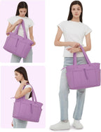 Women’s Quilted Puffer Tote Bag - Waterproof 15.6 Inch Laptop Travel Bag - Nalani - Fashion Clothing and Decor