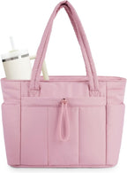 Women’s Quilted Puffer Tote Bag - Waterproof 15.6 Inch Laptop Travel Bag - Nalani - Fashion Clothing and Decor