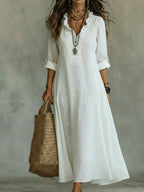 Women's Retro Shift Dress | Ruffle Collar & Sleek Fit - Nalani - Fashion Clothing and Decor