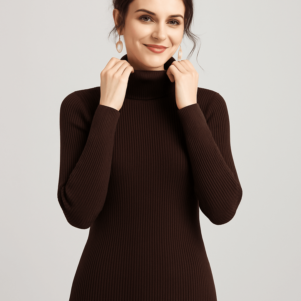 Women's Ribbed Turtleneck Sweater – Classic Slim Fit Knit For Everyday Wear - Nalani - Fashion Clothing and Decor