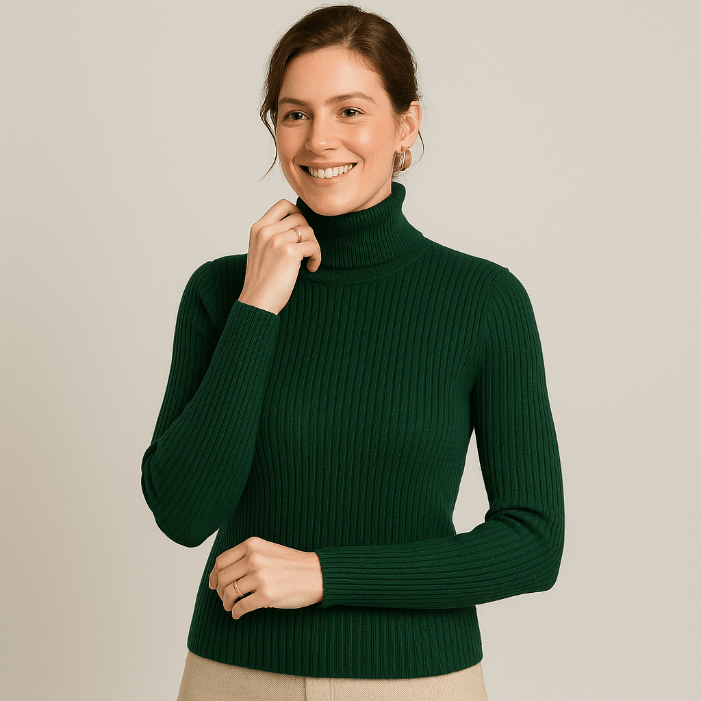 Women's Ribbed Turtleneck Sweater – Classic Slim Fit Knit For Everyday Wear - Nalani - Fashion Clothing and Decor