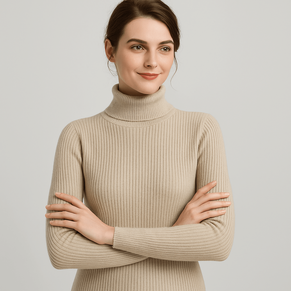 Women's Ribbed Turtleneck Sweater – Classic Slim Fit Knit For Everyday Wear - Nalani - Fashion Clothing and Decor