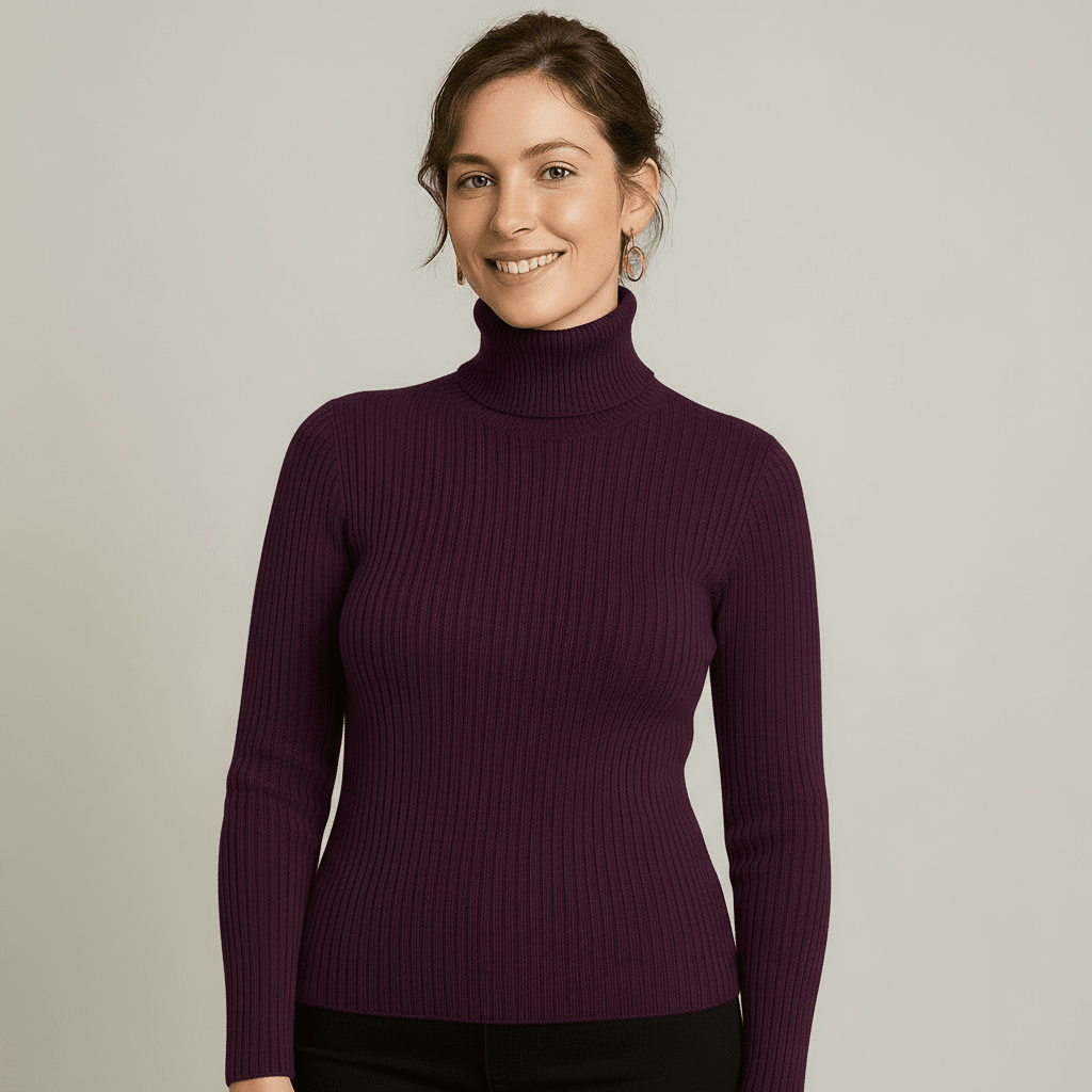 Women's Ribbed Turtleneck Sweater – Classic Slim Fit Knit For Everyday Wear - Nalani - Fashion Clothing and Decor