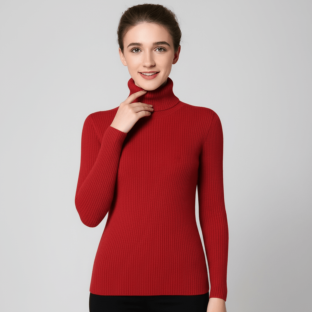 Women's Ribbed Turtleneck Sweater – Classic Slim Fit Knit For Everyday Wear - Nalani - Fashion Clothing and Decor