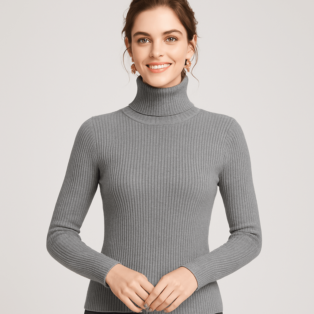 Women's Ribbed Turtleneck Sweater – Classic Slim Fit Knit For Everyday Wear - Nalani - Fashion Clothing and Decor