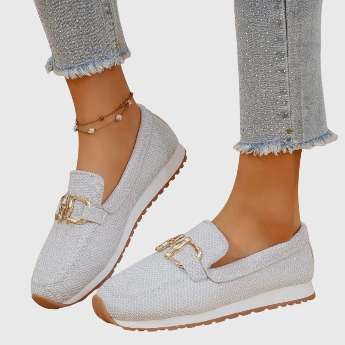 Women's Slip-On with Gum Sole Trainer Loafers - Breathable Mesh Sleek - Nalani - Fashion Clothing and Decor