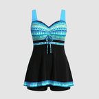 Women's Swim Dress - Nautical Print Bodice and Skirted Hem Detail - Nalani - Fashion Clothing and Decor