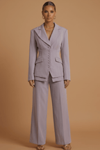Women's Tailored Two Piece Suit - Peaked Lapel - Wide-Leg Trousers - Nalani - Fashion Clothing and Decor