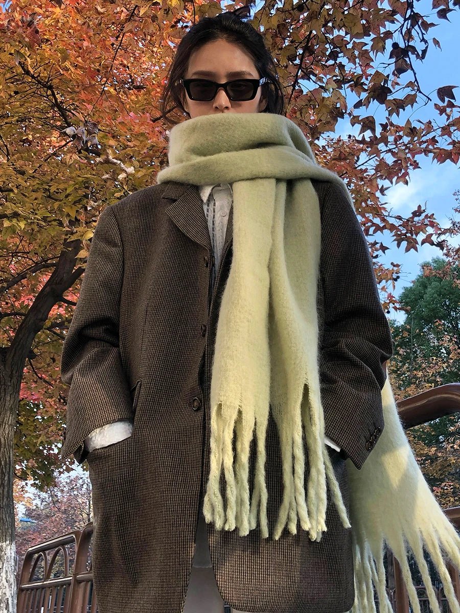 Womens Thick Pashmina Scarf With Fringe Winter Warmth - Nalani - UK Fashion Clothing and Decor