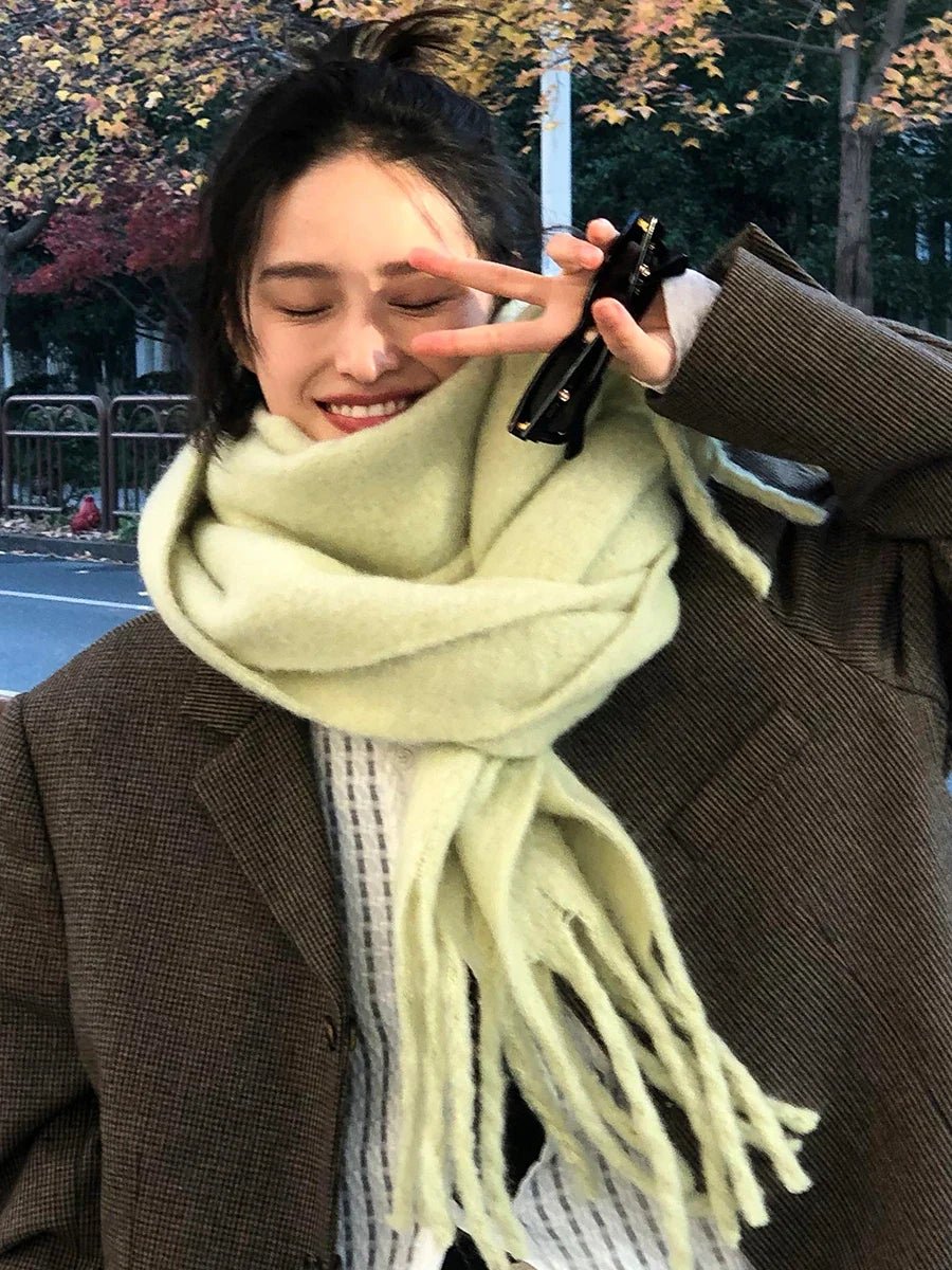 Womens Thick Pashmina Scarf With Fringe Winter Warmth - Nalani - UK Fashion Clothing and Decor