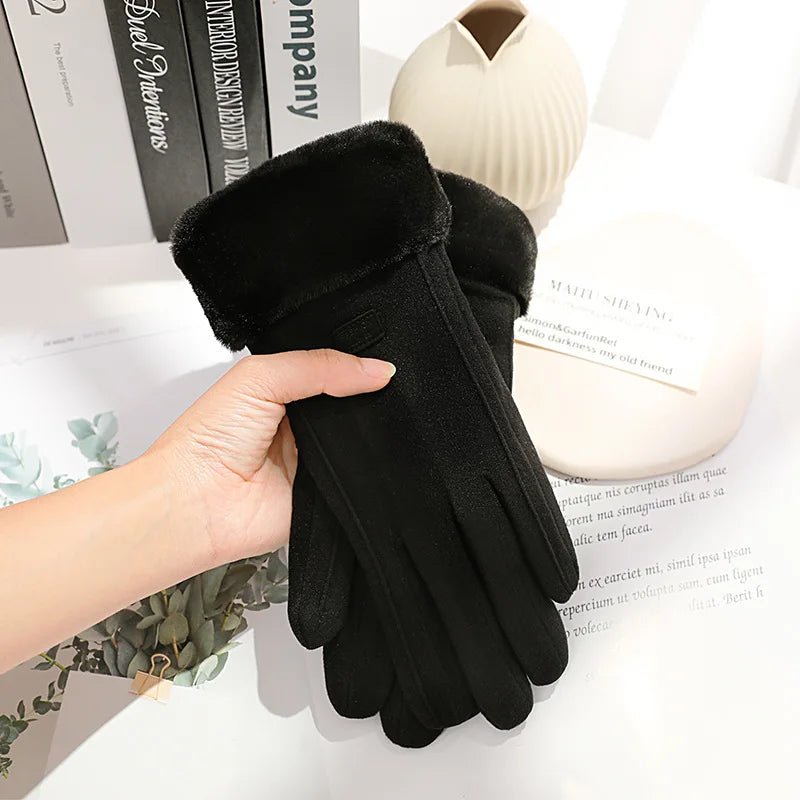 Womens Thick Plush Winter Gloves With Suede Touchscreen - Nalani - UK Fashion Clothing and Decor