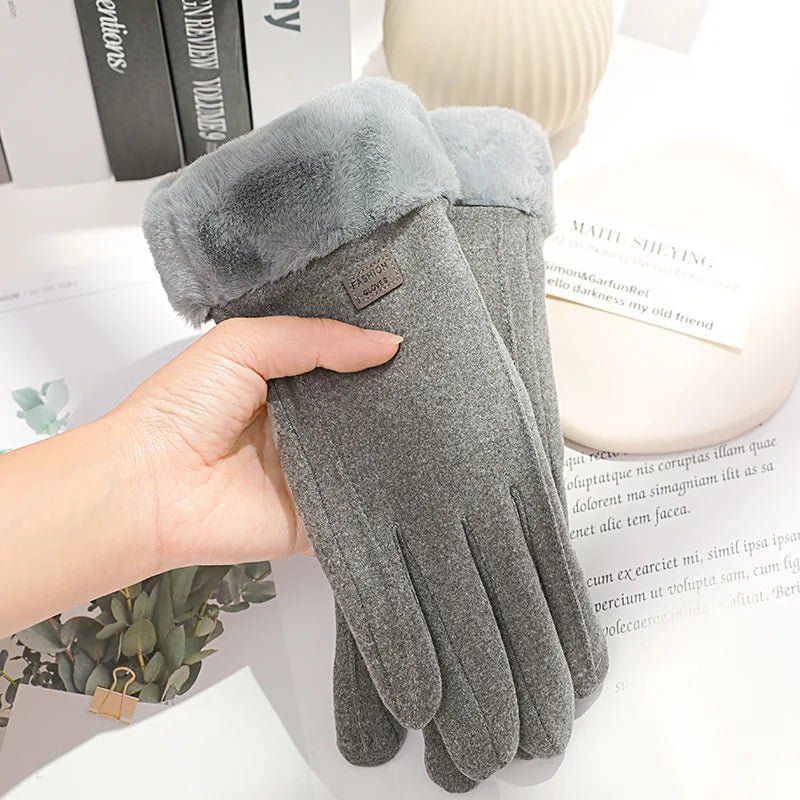 Womens Thick Plush Winter Gloves With Suede Touchscreen - Nalani - UK Fashion Clothing and Decor