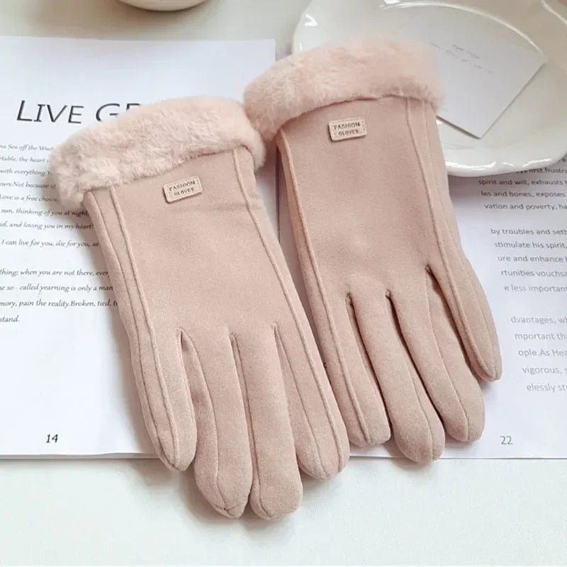 Womens Thick Plush Winter Gloves With Suede Touchscreen - Nalani - UK Fashion Clothing and Decor