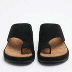 Women’s Toe Ring Slide Sandals - Non-Slip Wedge Sole Everyday Comfort - Nalani - Fashion Clothing and Decor
