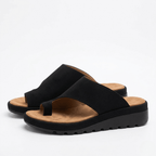 Women’s Toe Ring Slide Sandals - Non-Slip Wedge Sole Everyday Comfort - Nalani - Fashion Clothing and Decor