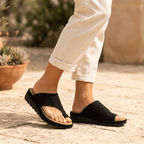 Women’s Toe Ring Slide Sandals - Non-Slip Wedge Sole Everyday Comfort - Nalani - Fashion Clothing and Decor