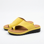 Women’s Toe Ring Slide Sandals - Non-Slip Wedge Sole Everyday Comfort - Nalani - Fashion Clothing and Decor