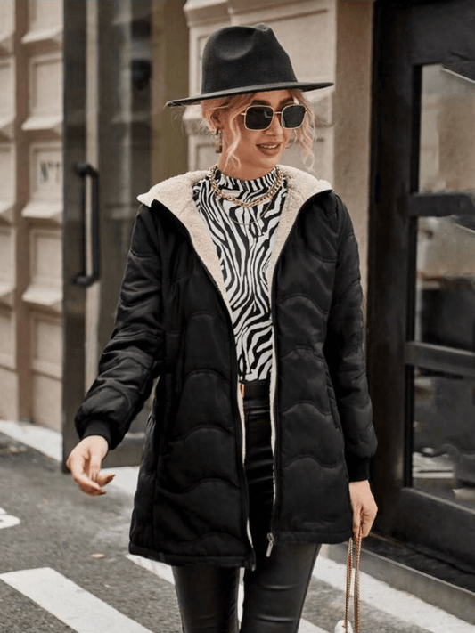 Women’s Trench Coat – Quilted Padded – Slim Fit – Fleece Lined – Hooded – Zip Closure - Nalani - UK Fashion Clothing and Decor