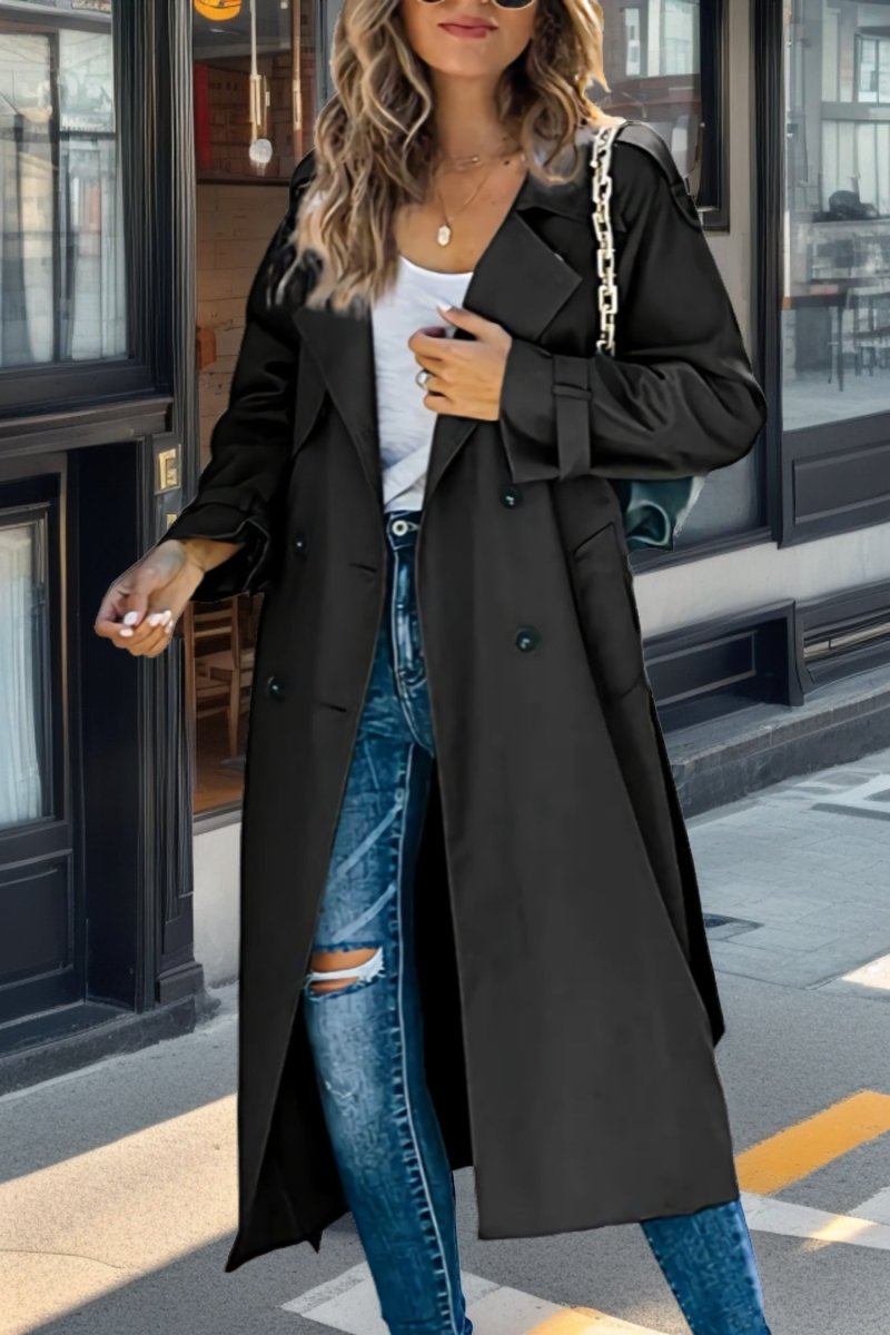 Women’s Trench Coat – Relaxed Fit – Double - Breasted – Belted Waist – Breathable Blend - Nalani - UK Fashion Clothing and Decor