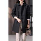 Women’s Trench Coat – Tailored Fit – Classic Collar – Single Breasted – Mid - Thigh Length - Nalani - UK Fashion Clothing and Decor