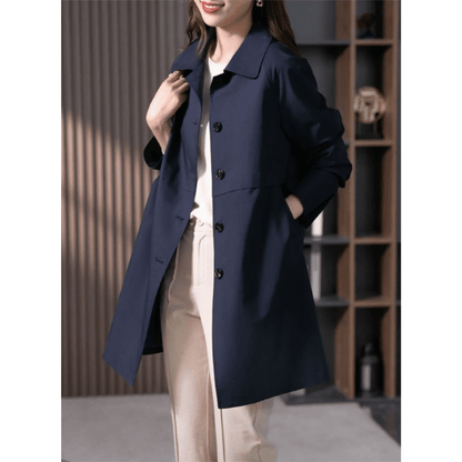 Women’s Trench Coat – Tailored Fit – Classic Collar – Single Breasted – Mid - Thigh Length - Nalani - UK Fashion Clothing and Decor